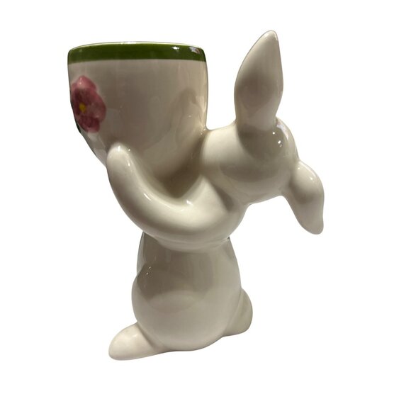 Vtg Avon Sunny Bunny Ceramic Candle Holder Floral Medley Scent Candle 1981 - Picture 3 of 8